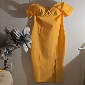 Fashion Nova Strapless Yellow Dress